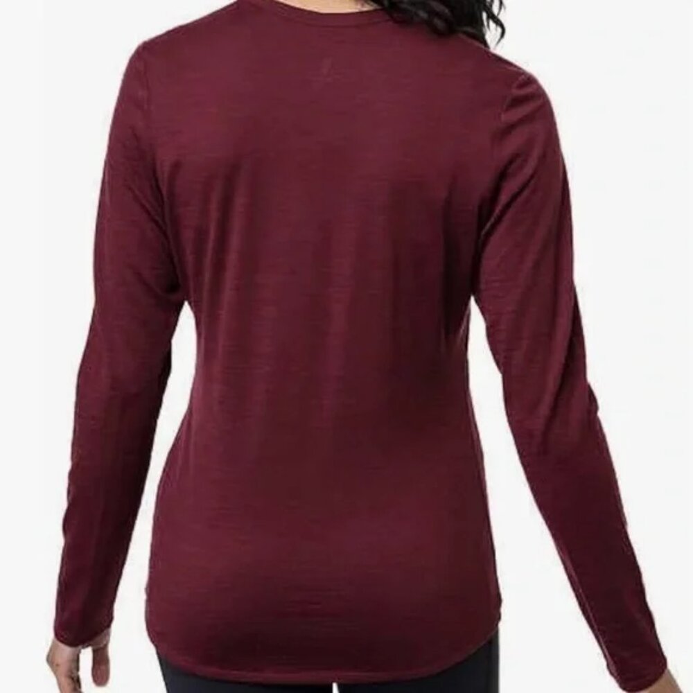 Segments Long Sleeve Pure Merino Burgundy Wool Top - Sz Small - Picture 2 of 3
